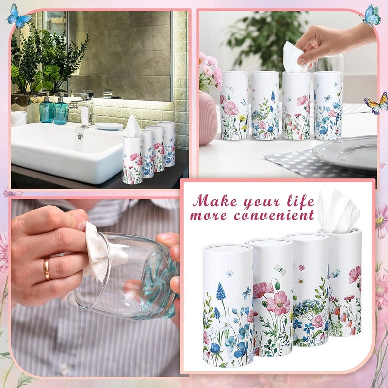 Fourluoo 12 Pack Spring Wildflower Cylinder Tissues for Car Floral Round Cylinder Holder with 3 Ply Facial Tissues for Spring Travel Home Bathroom Office Accessories - Image 5